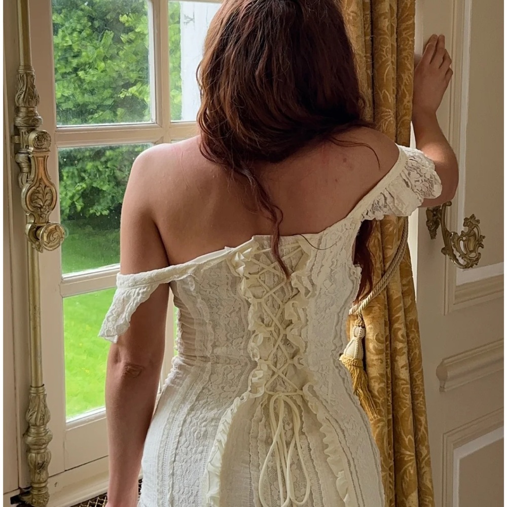 Ivory Ruffle-Trim Maxi Dress - Picture 3 of 16